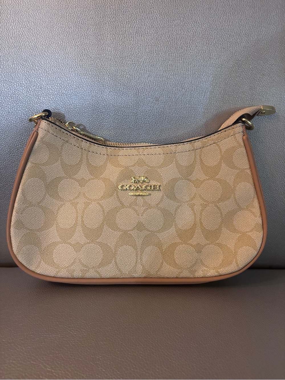 Coach Beige/Tan Signature Canvas Mini Shoulder Bag